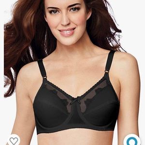 Bali Women's Flower Underwire Bra Black Size:34DD